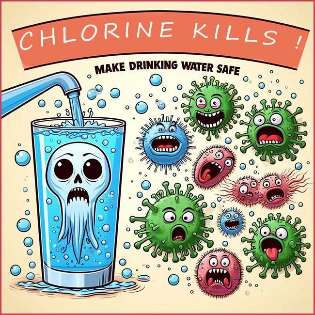 Image to show the effect of chlorine on bacteria and viruses in drinking water